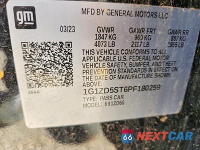 Zdjęcie 12 z 12 samochodu: 2023 CHEVROLET MALIBU LT VIN:1G1ZD5ST6PF180259 - miniatura
