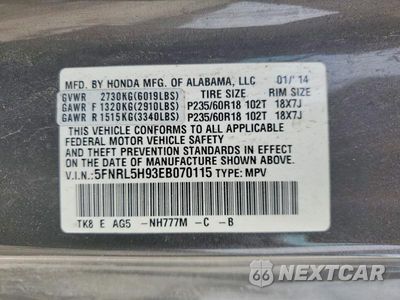 Zdjęcie 13 z 13 samochodu: 2014 HONDA ODYSSEY TOURING VIN:5FNRL5H93EB070115 - miniatura