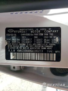 Zdjęcie 12 z 12 samochodu: 2016 HYUNDAI TUCSON SE VIN:KM8J33A48GU180213 - miniatura