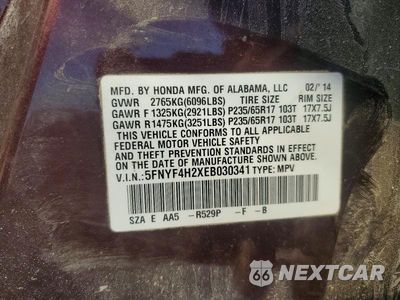 Zdjęcie 13 z 13 samochodu: 2014 HONDA PILOT LX VIN:5FNYF4H2XEB030341 - miniatura