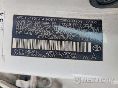 Zdjęcie 12 z 12 samochodu: 2006 TOYOTA COROLLA CE VIN:JTDBR32E560078470 - miniatura