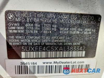 Zdjęcie 14 z 14 samochodu: 2010 BMW X5 XDRIVE30I VIN:5UXFE4C5XAL383342 - miniatura