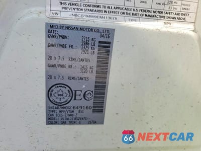Zdjęcie 13 z 13 samochodu: 2016 NISSAN PATHFINDER S VIN:5N1AR2MM0GC649160 - miniatura