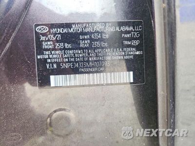 Zdjęcie 12 z 12 samochodu: 2021 HYUNDAI SONATA SEL PLUS VIN:5NPEJ4J23MH107093 - miniatura