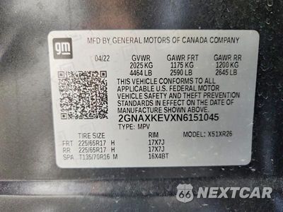 Zdjęcie 13 z 13 samochodu: 2022 CHEVROLET EQUINOX LT VIN:2GNAXKEVXN6151045 - miniatura