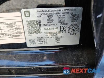 Zdjęcie 12 z 12 samochodu: 2019 CHEVROLET SILVERADO K1500 HIGH COUNTRY VIN:1GCUYHEL1KZ271613 - miniatura