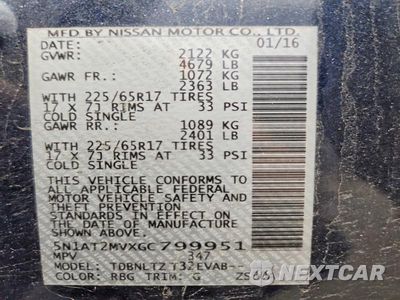 Zdjęcie 13 z 13 samochodu: 2016 NISSAN ROGUE SV VIN:5N1AT2MVXGC799951 - miniatura