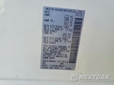 Zdjęcie 13 z 13 samochodu: 2013 INFINITI JX35 BASE VIN:5N1AL0MM6DC337913 - miniatura