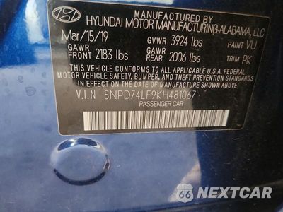 Zdjęcie 12 z 12 samochodu: 2019 HYUNDAI ELANTRA SE VIN:5NPD74LF9KH481067 - miniatura