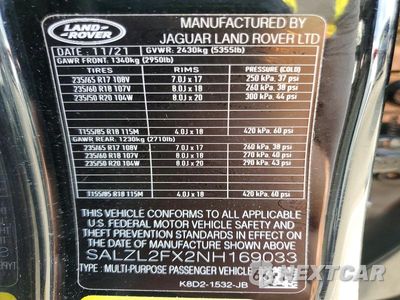 Zdjęcie 13 z 13 samochodu: 2022 LAND ROVER RANGE ROVER EVOQUE R-DYNAMIC SE VIN:SALZL2FX2NH169033 - miniatura