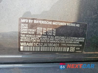 Zdjęcie 12 z 12 samochodu: 2018 BMW 330E VIN:WBA8E1C52JA180401 - miniatura