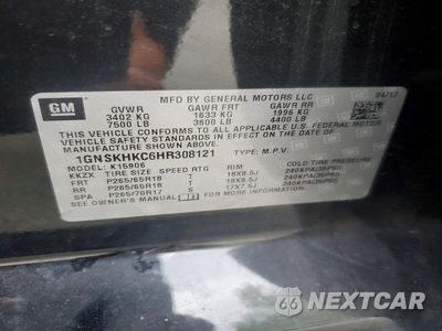 Zdjęcie 13 z 13 samochodu: 2017 CHEVROLET SUBURBAN K1500 LT VIN:1GNSKHKC6HR308121 - miniatura