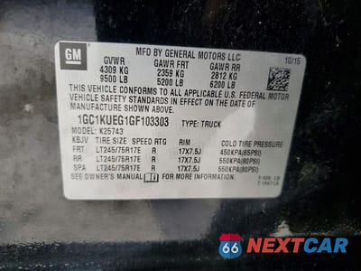 Zdjęcie 12 z 12 samochodu: 2016 CHEVROLET SILVERADO K2500 HEAVY DUTY VIN:1GC1KUEG1GF103303 - miniatura