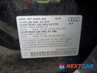 Zdjęcie 14 z 14 samochodu: 2018 AUDI Q5 PREMIUM PLUS VIN:WA1BNAFY5J2149422 - miniatura
