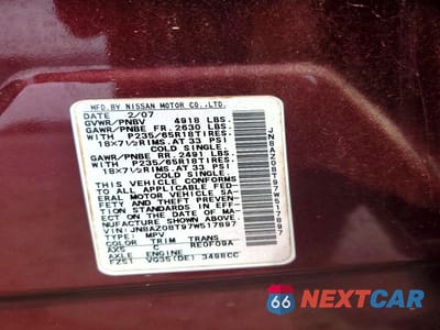 Zdjęcie 12 z 12 samochodu: 2007 NISSAN MURANO S VIN:JN8AZ08T97W517897 - miniatura