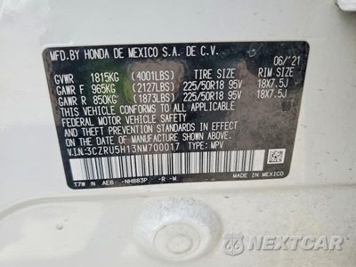 Zdjęcie 14 z 14 samochodu: 2022 HONDA HR-V SPORT VIN:3CZRU5H13NM700017 - miniatura