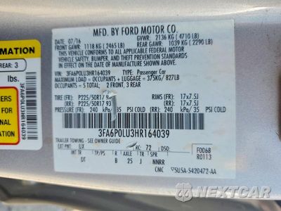 Zdjęcie 12 z 12 samochodu: 2017 FORD FUSION SE HYBRID VIN:3FA6P0LU3HR164039 - miniatura