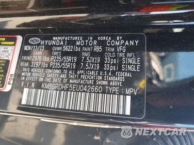 Zdjęcie 14 z 14 samochodu: 2014 HYUNDAI SANTA FE GLS VIN:KM8SRDHF5EU042660 - miniatura