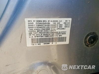 Zdjęcie 12 z 12 samochodu: 2016 HONDA PILOT EXLN VIN:5FNYF5H77GB014425 - miniatura