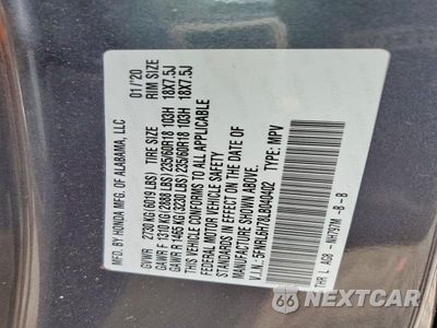 Zdjęcie 13 z 13 samochodu: 2020 HONDA ODYSSEY EXL VIN:5FNRL6H78LB040402 - miniatura