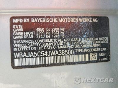 Zdjęcie 13 z 13 samochodu: 2018 BMW 530 I VIN:WBAJA5C54JWA38500 - miniatura