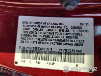 Zdjęcie 12 z 12 samochodu: 2012 HONDA CIVIC LX VIN:2HGFB2F50CH532711 - miniatura
