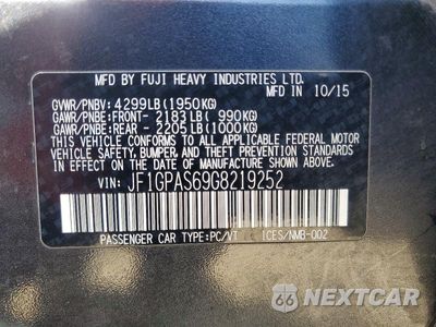 Zdjęcie 12 z 12 samochodu: 2016 SUBARU IMPREZA SPORT VIN:JF1GPAS69G8219252 - miniatura
