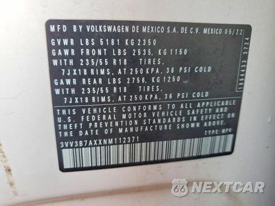 Zdjęcie 13 z 13 samochodu: 2022 VOLKSWAGEN TIGUAN SE VIN:3VV3B7AXXNM112371 - miniatura