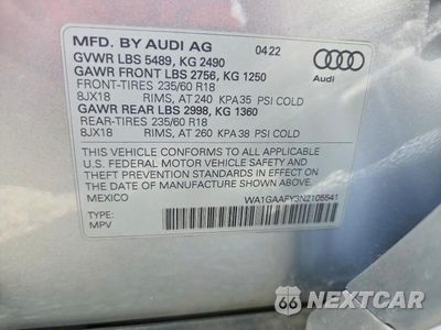Zdjęcie 13 z 13 samochodu: 2022 AUDI Q5 PREMIUM 45 VIN:WA1GAAFY3N2105541 - miniatura