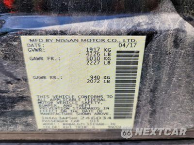 Zdjęcie 12 z 12 samochodu: 2017 NISSAN ALTIMA 2.5 S VIN:1N4AL3AP5HC246034 - miniatura