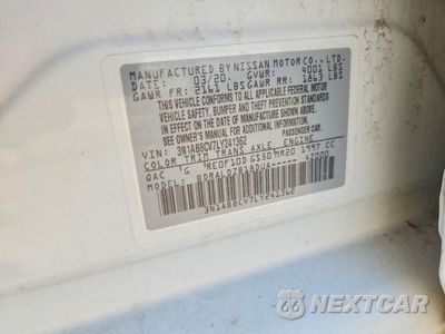 Zdjęcie 12 z 12 samochodu: 2020 NISSAN SENTRA SV VIN:3N1AB8CV7LY241362 - miniatura