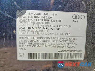 Zdjęcie 13 z 13 samochodu: 2015 AUDI Q3 PRESTIGE VIN:WA1GFCFS4FR009676 - miniatura