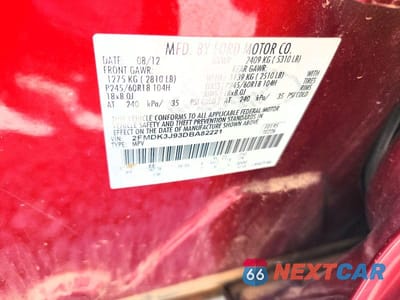 Zdjęcie 13 z 13 samochodu: 2013 FORD EDGE SEL VIN:2FMDK3J93DBA82221 - miniatura