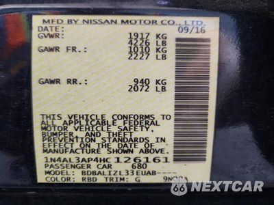 Zdjęcie 12 z 12 samochodu: 2017 NISSAN ALTIMA 2.5 SV VIN:1N4AL3AP4HC126161 - miniatura