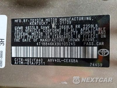 Zdjęcie 13 z 13 samochodu: 2009 TOYOTA CAMRY HYBRID VIN:4T1BB46KX9U105245 - miniatura