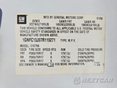 Zdjęcie 14 z 14 samochodu: 2007 CHEVROLET TAHOE C1500 VIN:1GNFC13J97R119271 - miniatura