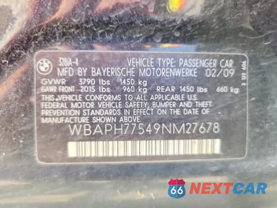 Zdjęcie 12 z 12 samochodu: 2009 BMW 328 I VIN:WBAPH77549NM27678 - miniatura