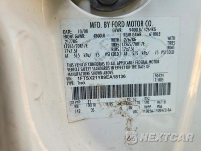 Zdjęcie 12 z 12 samochodu: 2009 FORD F250 SUPER DUTY VIN:1FTSX21Y89EA18136 - miniatura