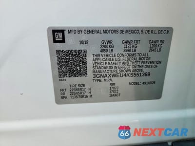 Zdjęcie 13 z 13 samochodu: 2019 CHEVROLET EQUINOX LT VIN:3GNAXWEU4KS551369 - miniatura