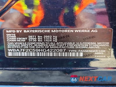 Zdjęcie 12 z 12 samochodu: 2017 BMW 750 XI VIN:WBA7F2C59HG422087 - miniatura