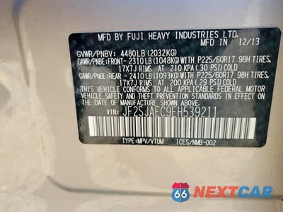 Zdjęcie 13 z 13 samochodu: 2014 SUBARU FORESTER 2.5I PREMIUM VIN:JF2SJAEC9EH539211 - miniatura