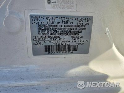 Zdjęcie 12 z 12 samochodu: 2018 NISSAN VERSA S PLUS VIN:3N1CN7AP9JL803562 - miniatura