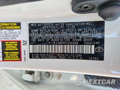 Zdjęcie 12 z 12 samochodu: 2019 TOYOTA CAMRY SE VIN:4T1B11HK4KU204938 - miniatura