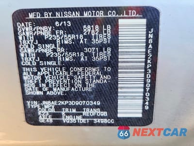 Zdjęcie 13 z 13 samochodu: 2013 NISSAN QUEST 3.5 S VIN:JN8AE2KP3D9070349 - miniatura