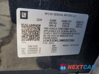 Zdjęcie 13 z 13 samochodu: 2021 GMC YUKON DENALI VIN:1GKS1DKL5MR222365 - miniatura