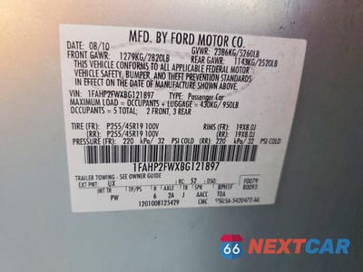 Zdjęcie 12 z 12 samochodu: 2011 FORD TAURUS LIMITED VIN:1FAHP2FWXBG121897 - miniatura