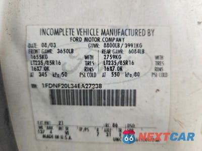 Zdjęcie 12 z 12 samochodu: 2004 FORD F250 SUPER DUTY VIN:1FDNF20L34EA27238 - miniatura