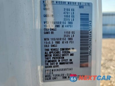 Zdjęcie 13 z 13 samochodu: 2016 NISSAN NV200 S DELIVERY VAN VIN:3N6CM0KN2GK697343 - miniatura
