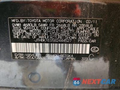 Zdjęcie 12 z 12 samochodu: 2011 LEXUS ES 350 VIN:JTHBK1EG5B2444527 - miniatura