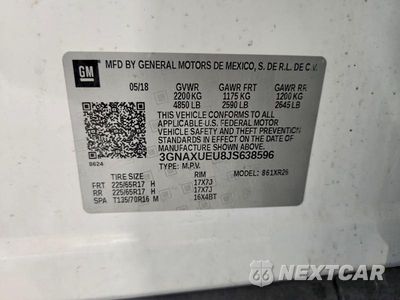 Zdjęcie 13 z 13 samochodu: 2018 CHEVROLET EQUINOX LT VIN:3GNAXUEU8JS638596 - miniatura